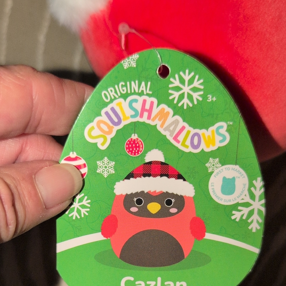 Squishmallows Festive Red and Black Bird Plush - Cazlan - New With Tags - Picture 2 of 6